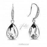Silver earrings with Swarovski Classy Pear crystals in Crystal color