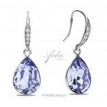 Silver earrings with Swarovski Classy Pear crystals in Provence Lavender color.