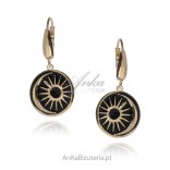 Gold-plated silver earrings with black enamel,