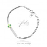 Children's silver bracelet with green clover GRAWER for free!