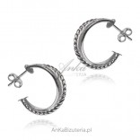Silver diamond hoop earrings