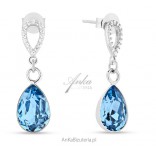 Silver Melfi earrings with Swarovski crystal in the color of Aquamarine