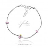 Silver children's pink bracelet Angel