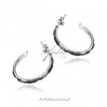 Silver jewelry, diamond-oval earrings