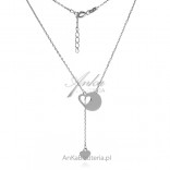 Silver necklace Hearts with cubic zirconia