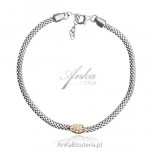 Silver jewelry - calza bracelet with a gold-plated circle with cubic zirconia