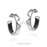 Italian silver jewelry - oval diamond earrings