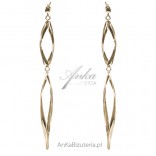 Gold-plated silver earrings, very long 10 cm streamers