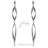 Fashionable silver jewelry. 10 cm long serpentine earrings