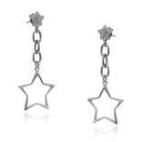 Silver dangling star earrings