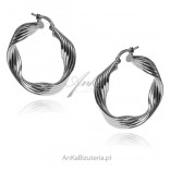 Silver serpentine hoops earrings