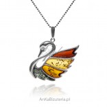 Silver jewelery with colored natural SWAN amber
