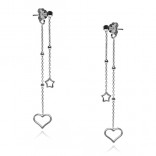 Silver star and heart earrings