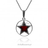 Silver jewelry with amber, silver star pendant
