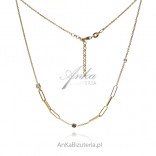 Gold-plated silver necklace with black and white cubic zirconia