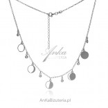 Silver necklace with round pendants with cubic zirconia