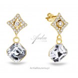 Silver, gold-plated Swarovski Regal earrings, cristal color
