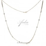 Gold-plated long silver necklace with black and white zircons, 80 cm