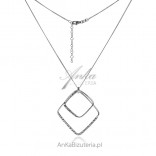 Silver necklace with a square fluted pendant