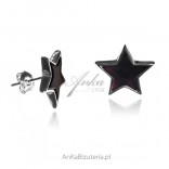 Silver stars with amber earrings