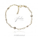 Gold-plated silver bracelet with white cubic zirconia