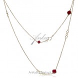 Gold-plated long necklace with carnelian