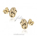 Silver gold-plated ribbed earrings