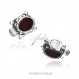 Silver amber charms for modular bracelets Turtle with cherry amber