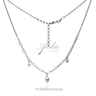 Naszyjnik srebrny z cyrkoniami - Modna biżuteria włoska