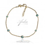 Gold-plated silver bracelet with blue turquoise