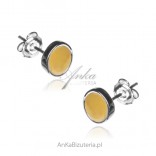 Silver earrings with yellow amber