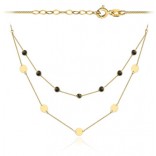 Gold pr necklace 585 on a double chain with black stones