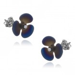 Silver titanium flower earrings