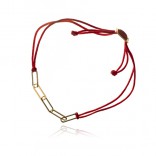 Gold-plated silver bracelet on a red strap