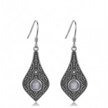 Oxidized silver earrings with moonstone