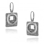Silver oxidized squares earrings
