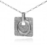 Oxidized silver square pendant