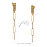 Gold plated silver rolo fleat chain earrings