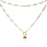 Gold-plated silver necklace Tibon ball with rolo fleat chain