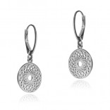 Silver earrings dangling rosettes