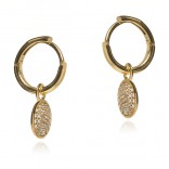 Silver earrings gold-plated circles with cubic zirconia