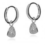 Silver earrings with a pendant and cubic zirconia