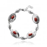 Silver bracelet with red coral
