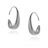 Silver oval crescent earrings