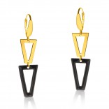 Silver jewelry, gold-plated and enamel Milano black earrings