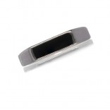 Silver adjustable ring with black enamel