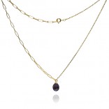 Gold-plated silver necklace with a black pearl