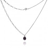 Silver necklace with a black pearl