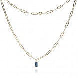 Gold-plated silver necklace with a blue zircon