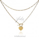Gold-plated silver HEART necklace with tibon